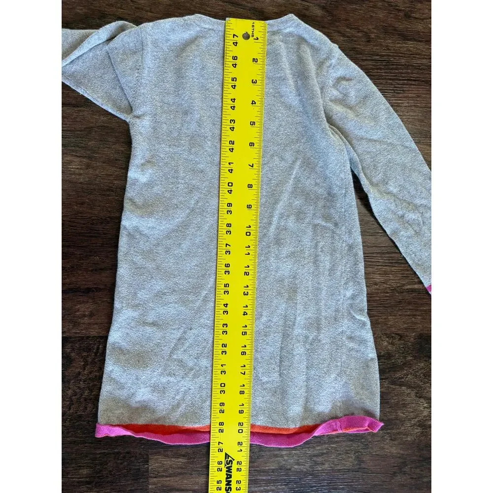 Vintage Mini Boden Girls Size 5-6 Grey Pink Flower Cashmere Blend Sweater Dress